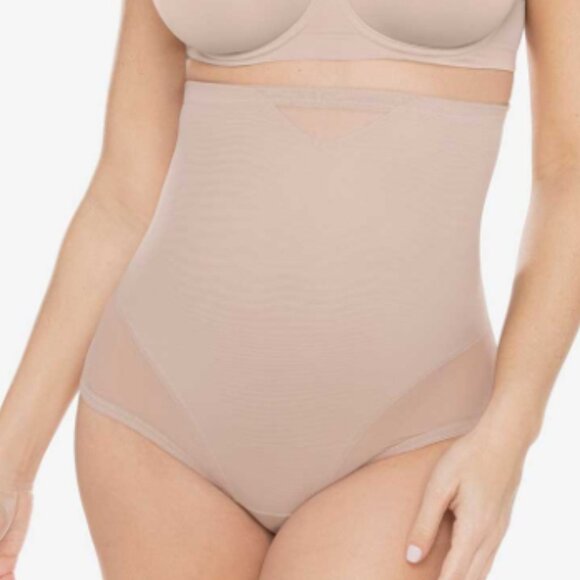 NWT Miraclesuit Sexy Sheer Shaping High Waist Thong Stucco Size S Extra Firm - Picture 1 of 10